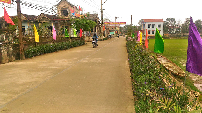 Ảnh 2 : Đoạn đường kiểu mẫu ở thôn Mai Hạ, xã Xuân Thủy (Lệ Thủy).