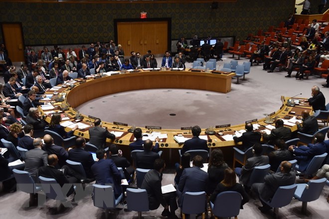 Toàn cảnh cuộc họp của Hội đồng Bảo an Liên hợp quốc ngày 14-4. (Nguồn: AFP/TTXVN)