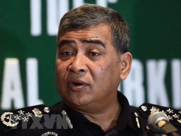 Tổng thanh tra Cảnh sát Malaysia Khalid Abu Bakar trả lời phỏng vấn báo chí ở Bayan Lepas, Penang, Malaysia ngày 7-3-2017. (Nguồn: AFP/TTXVN)