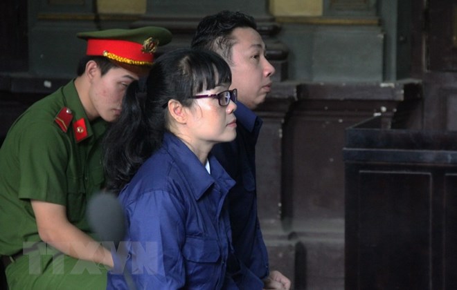 Bị cáo Huỳnh Thị Huyền Như tại phiên tòa phúc thẩm ngày 28-5. (Ảnh: Thành Chung/TTXVN)