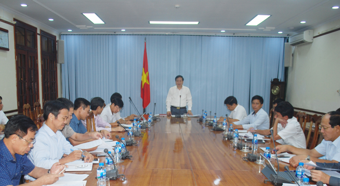 Đồng chí Nguyễn Xuân Quang, Phó Chủ tịch Thường trực UBND tỉnh phát biểu tại buổi làm việc.