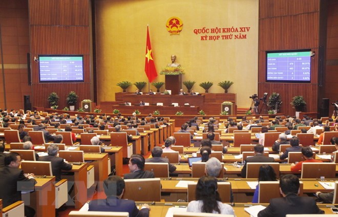 Quốc hội biểu quyết thông qua Nghị quyết thành lập Đoàn giám sát chuyên đề của Quốc hội năm 2019. (Ảnh: Lâm Khánh/TTXVN)