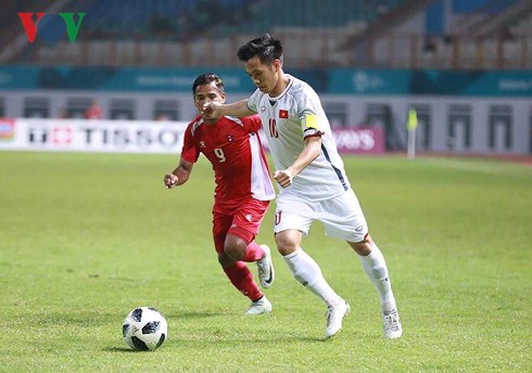 Olympic Việt Nam sẽ đụng độ với Olympic Syria tại tứ kết môn bóng đá nam ASIAD 2018. (Ảnh: Ngọc Duy)