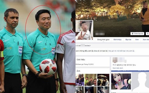 Trọng tài Kim Dae Young và trang Facebook cá nhân được cộng đồng mạng tìm thấy. (Ảnh: Naver)