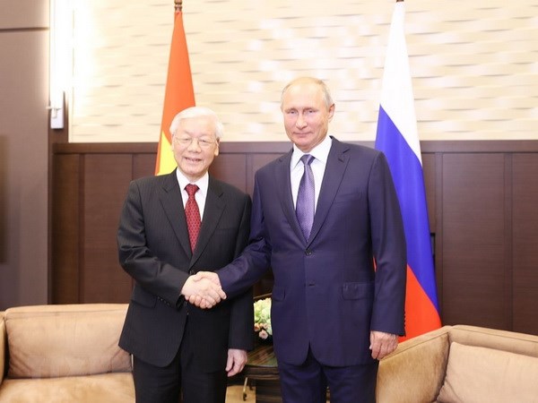 Tổng Bí thư Nguyễn Phú Trọng hội đàm với Tổng thống Liên bang Nga Vladimir Putin. (Ảnh: Trí Dũng/TTXVN)