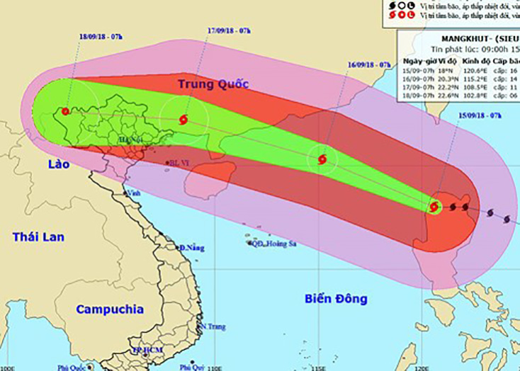 Siêu bão Mangkhut sẽ đổ bộ vào tỉnh Quảng Tây (Trung Quốc)?