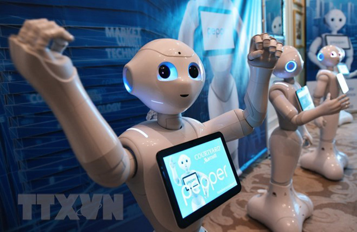 Robot Pepper của hãng Softbank Robotics trưng bày tại Triển lãm CES ở Las Vegas, Mỹ ngày 11-1. (Nguồn: AFP/TTXVN)