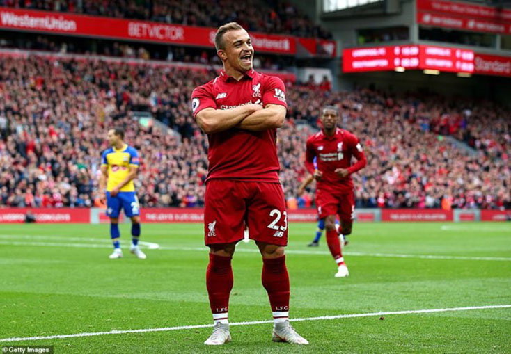 Xherdan Shaqiri góp công giúp Liverpool lập kỷ lục. (Nguồn: Getty Images)