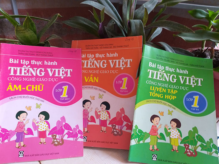 Bộ 3 cuốn sách bài tập thực hành Tiếng Việt lớp 1-CNGD mà GV cho là quá sức đối với HS lớp 1.