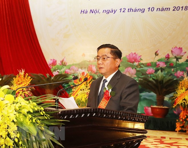 Ông Trần Cẩm Tú, Bí thư Trung ương Đảng, Chủ nhiệm Ủy ban Kiểm tra Trung ương đọc Diễn văn tại Lễ kỷ niệm. (Ảnh: Phương Hoa/TTXVN)