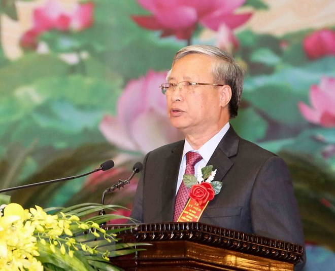Ông Trần Quốc Vượng, Ủy viên Bộ Chính trị, Thường trực Ban Bí thư phát biểu tại buổi lễ. (Ảnh: Phương Hoa/TTXVN)