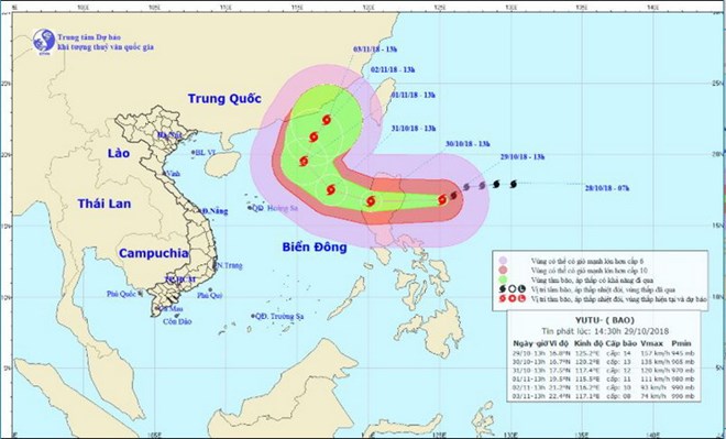 Chùm ảnh đường đi và vị trí cơn bão. (Nguồn: nchmf.gov)