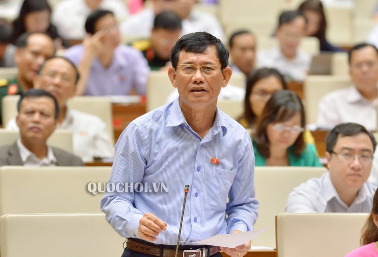 Đại biểu Nguyễn Ngọc Phương, Tỉnh ủy viên, Phó Trưởng đoàn ĐBQH tỉnh tham gia chất vấn tại Quốc hội.