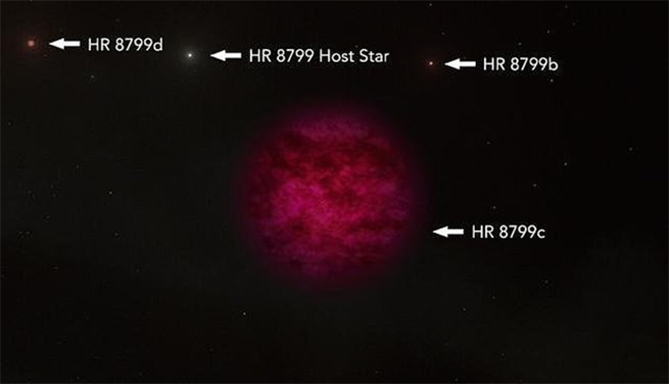 Hình ảnh hành tinh khổng lồ HR 8799c, nơi các nhà thiên văn học phát hiện dấu hiệu của nước và khí metan - Ảnh: Keck Observatory, Hawaii