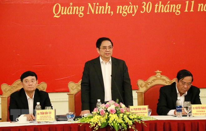 Ông Phạm Minh Chính phát biểu tại hội nghị. (Ảnh: Văn Đức/TTXVN)