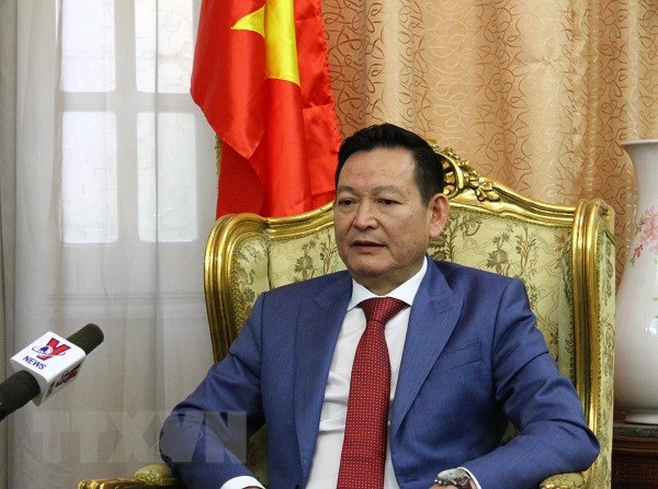 Đại sứ Việt Nam tại Ai Cập Trần Thành Công trả lời phỏng vấn của phóng viên TTXVN. (Ảnh: Việt Khoa/TTXVN)