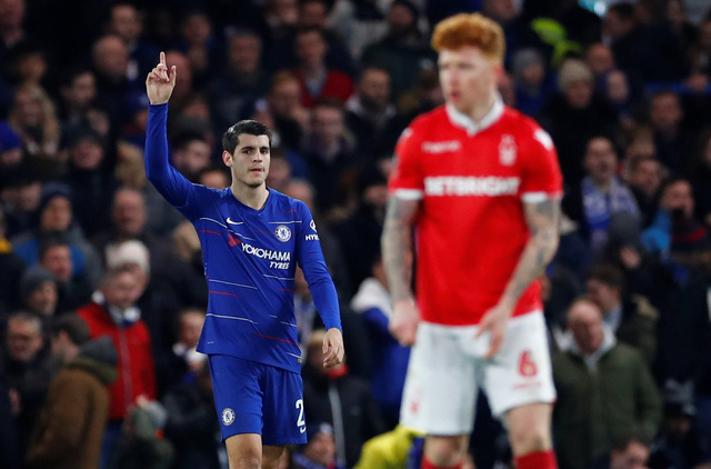 Morata - người hùng của Chelsea trong chiến thắng trước Nottingham Forest - Ảnh: REUTERS