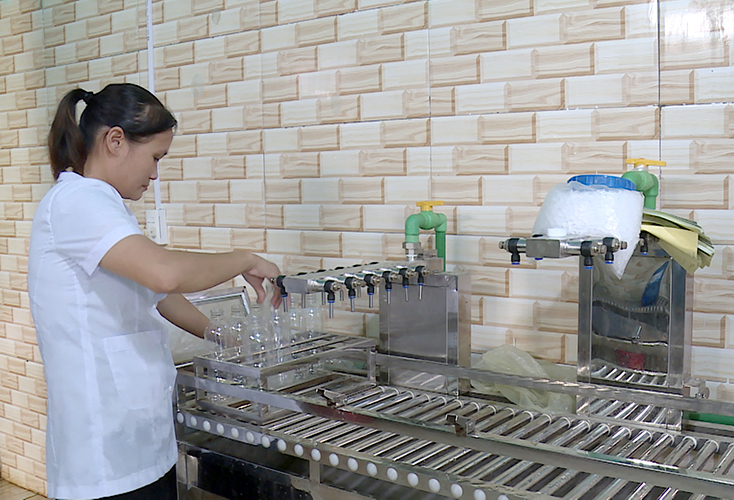 Mô hình sản xuất nước tinh khiết của anh Phan Duy Linh mang lại hiệu quả kinh tế cao.