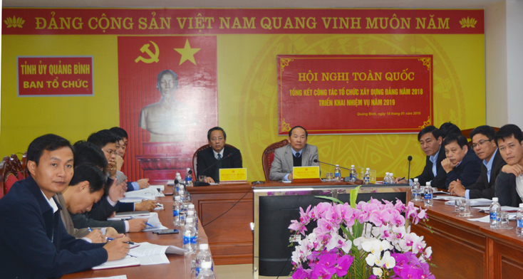 Các đại biểu tham dự hội nghị tại điểm cầu tỉnh Quảng Bình