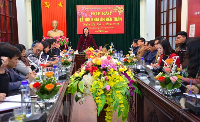 Họp báo về công tác tổ chức Lễ hội Khai ấn đền Trần, Xuân Kỷ Hợi 2019. (Ảnh: Công Luật/TTXVN)
