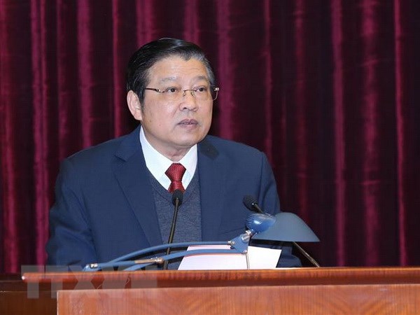 Ông Phan Đình Trạc, Bí thư Trung ương Đảng, Trưởng Ban Nội chính Trung ương phát biểu khai mạc hội nghị. (Ảnh: Phương Hoa/TTXVN)