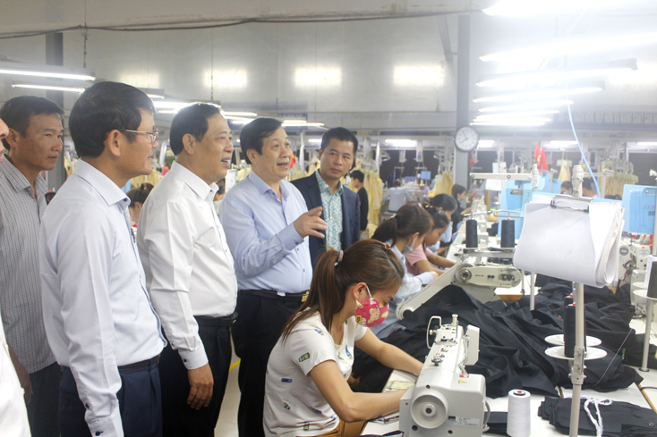 Đồng chí Nguyễn Xuân Quang, Phó Chủ tịch Thường trực UBND tỉnh thăm dây chuyền sản xuất của Công ty S&D Quảng Bình.