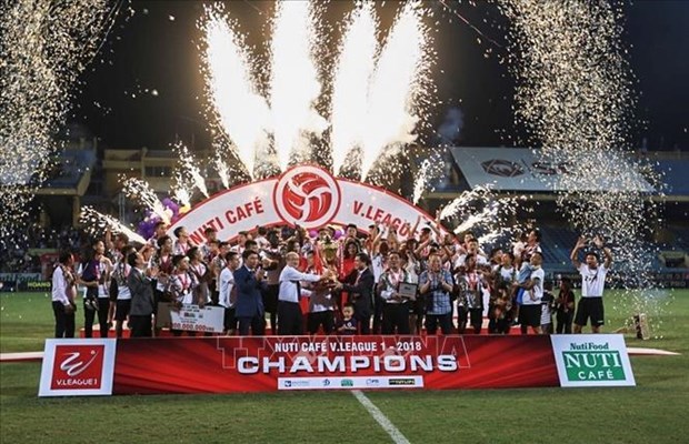 Hà Nội FC đăng quang chức vô địch V.League 2018. (Nguồn: TTXVN)