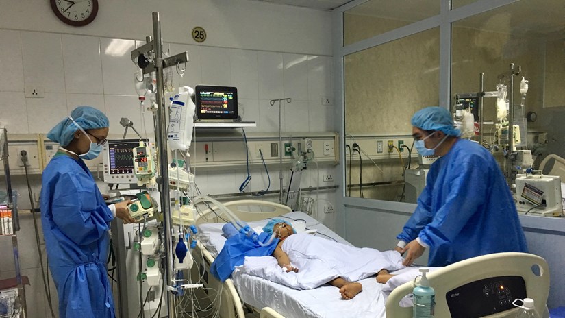  Em bé 8 tuổi sau ca ghép gan tại Bệnh viện Hữu nghị Việt Đức. (Ảnh: PV/Vietnam+)