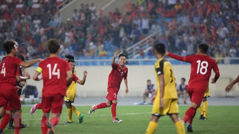   U23 Việt Nam thắng đậm trước U23 Brunei. (Ảnh: Trọng Đạt/TTXVN)