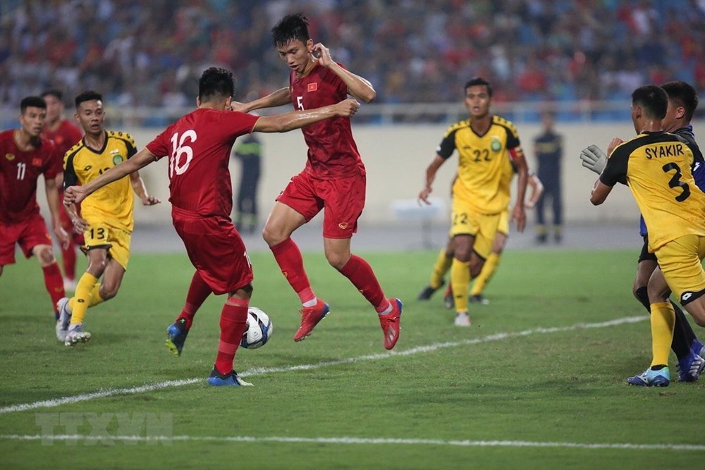 Thành Chung ghi bàn cho U23 Việt Nam. (Ảnh: Đình Trọng/TTXVN)