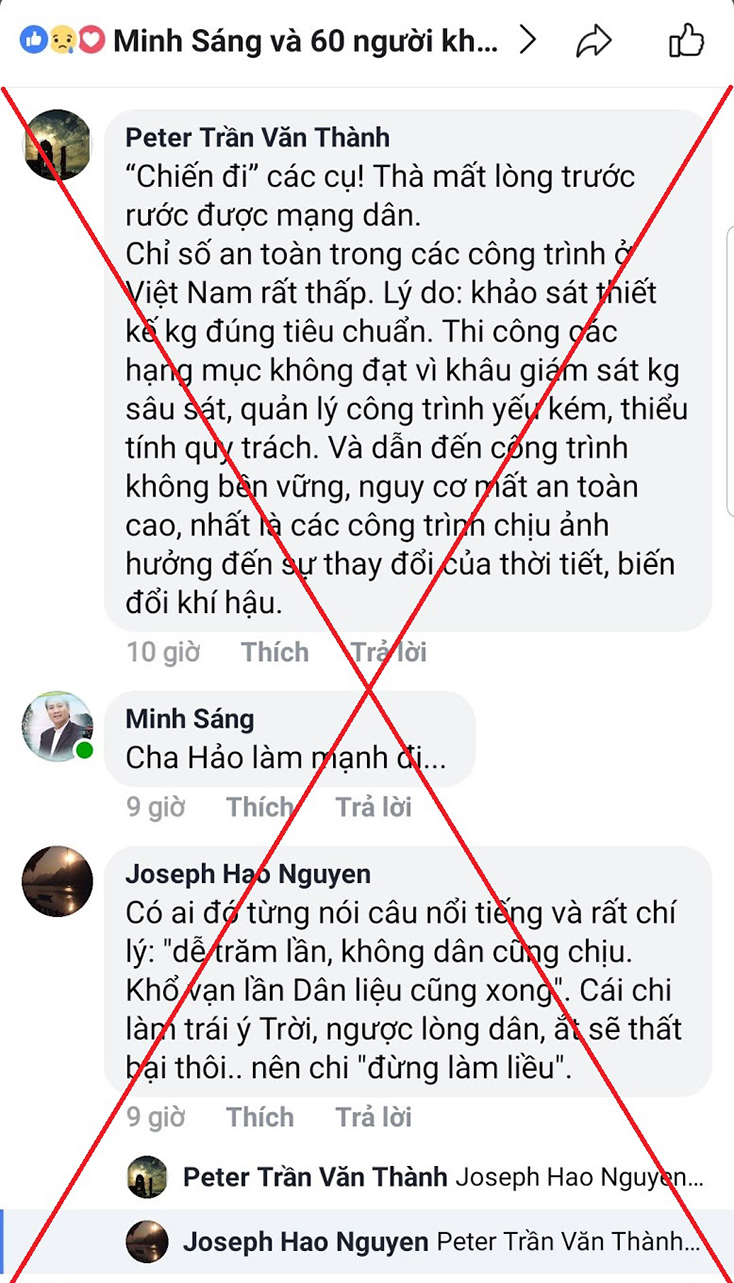 Bài viết và bình luận trên facebook của linh mục Nguyễn Văn Hảo.