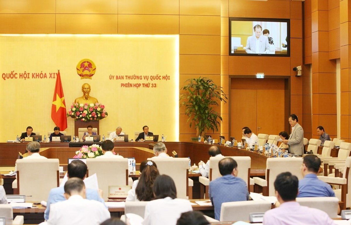 Quang cảnh Phiên họp thứ 33 của Ủy ban Thường vụ Quốc hội (chiều 10-4). (Ảnh: Dương Giang/TTXVN)