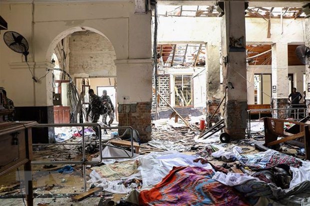 Hiện trường vụ nổ tại nhà thờ St. Anthony ở Kochchikade, Colombo, Sri Lanka, ngày 21-4-2019. (Nguồn: AFP/TTXVN)