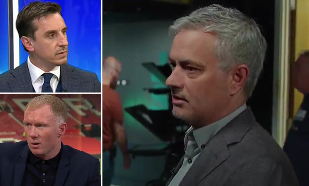  Jose Mourinho cho rằng các công thần của MU như Neville hay Scholes chỉ biết nói chứ chẳng biết làm. (Nguồn: Daily Mail)