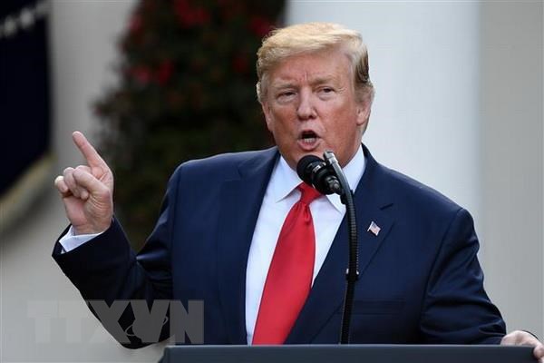 Tổng thống Mỹ Donald Trump phát biểu tại Nhà Trắng ở Washington D.C, Mỹ. (Nguồn: AFP/TTXVN)