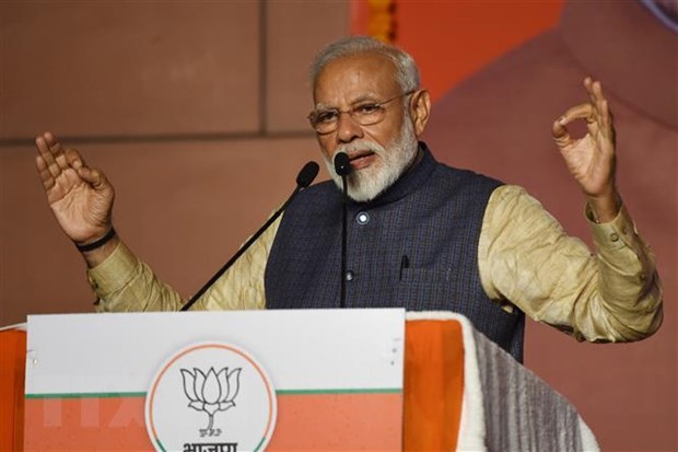 Ong Modi duoc chi dinh lam thu tuong An Do nhiem ky 2 hinh anh 1Thủ tướng Ấn Độ Narendra Modi (trái) phát biểu tại trụ sở đảng BJP ở New Delhi. (Ảnh: AFP/TTXVN)