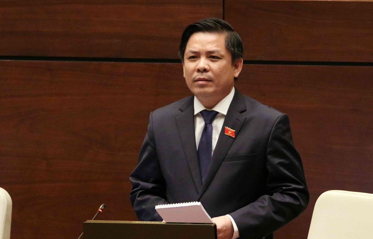 Bộ trưởng Bộ Giao thông Vận tải Nguyễn Văn Thể trong phiên chất vấn tại Quốc hội sáng 5-6. (Ảnh: TTXVN)