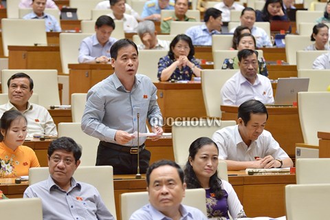 Đại biểu Nguyễn Mạnh Cường, Phó chủ nhiệm Ủy ban Tư pháp Quốc hội phát biểu tại hội trường.