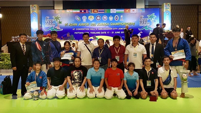  Đoàn Việt Nam tham dự Giải vô địch Kurash trẻ châu Á lần thứ 6. (Ảnh: Ngọc Quang/TTXVN)