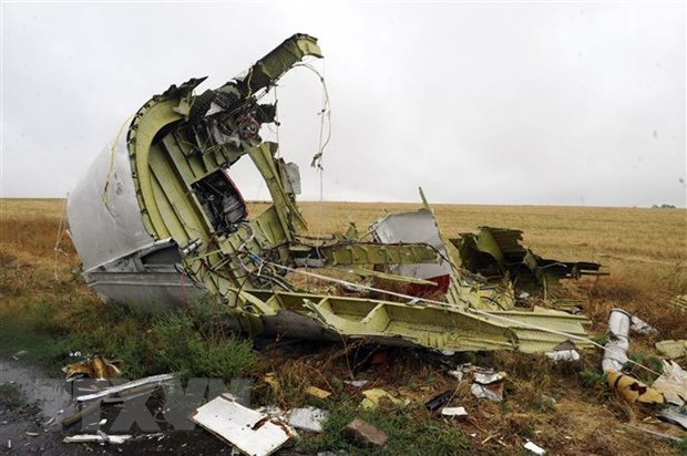 Xác máy bay MH17 tại hiện trường vụ tai nạn ở Grabove, miền đông Ukraine ngày 11-11-2014. (Ảnh: AFP/TTXVN)