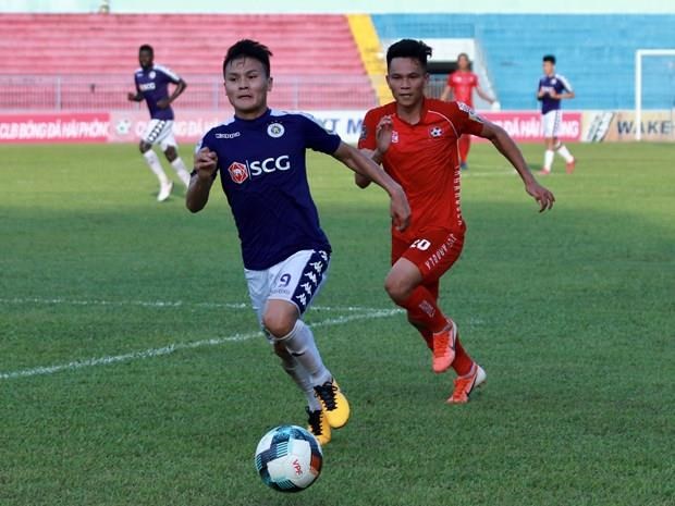 Hà Nội FC lấy lại được ngôi đầu V-League 2019 ở vòng 14. (Ảnh: Nguyên An/Vietnam+)