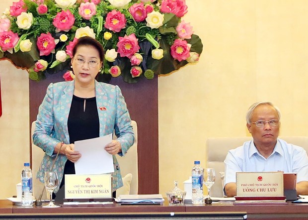 Chủ tịch Quốc hội Nguyễn Thị Kim Ngân chủ trì và phát biểu khai mạc Phiên họp thứ 35 của Ủy ban Thường vụ Quốc hội. (Ảnh: Trọng Đức/TTXVN)