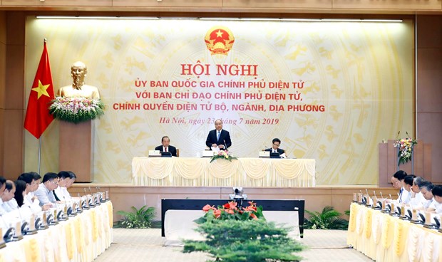  Thủ tướng Nguyễn Xuân Phúc, Chủ tịch Ủy ban Quốc gia Chính phủ điện tử phát biểu. (Ảnh: Thống Nhất/TTXVN)