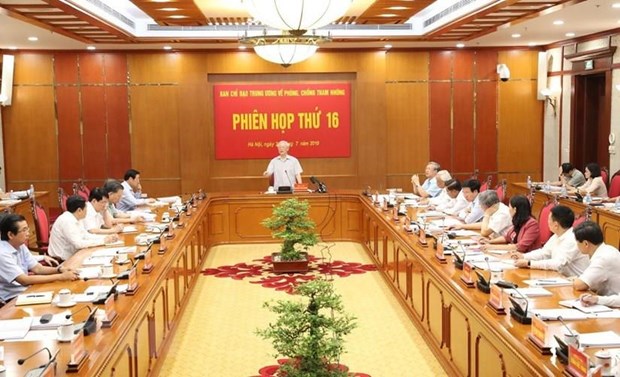 Cong cu huu hieu de loai bo Tổng Bí thư, Chủ tịch nước Nguyễn Phú Trọng chủ trì phiên họp thứ 16 về chống tham nhũng. (Nguồn: TTXVN)