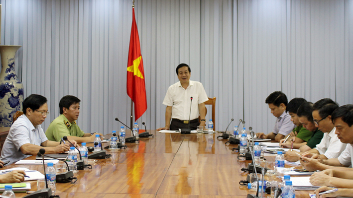 Đồng chí Nguyễn Xuân Quang, Phó Chủ tịch Thường trực UBND tỉnh phát biểu chỉ đạo tại cuộc họp.