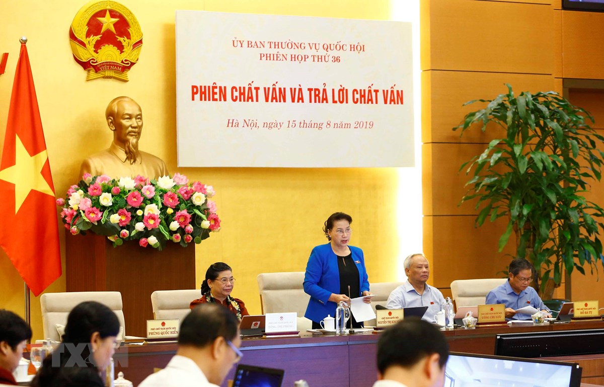 Chủ tịch Quốc hội Nguyễn Thị Kim Ngân phát biểu khai mạc Phiên chất vấn và trả lời chất vấn. (Ảnh: Văn Điệp/TTXVN)