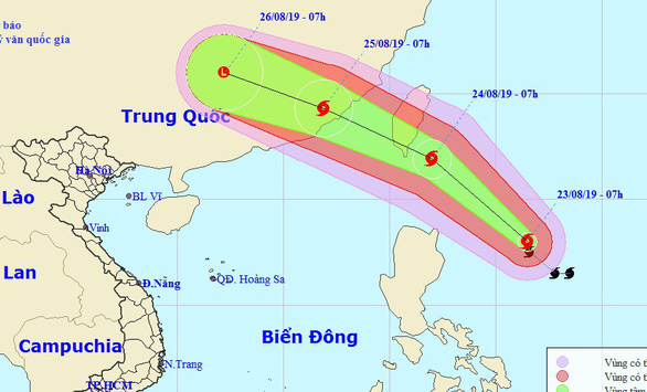 Sơ đồ dự báo bão Bailu đang hoạt động gần Biển Đông - Ảnh: Trung tâm Dự báo khí tượng thủy văn quốc gia