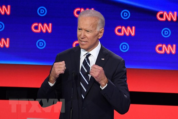 Ứng cử viên Tổng thống Mỹ Joe Biden phát biểu trong buổi tranh luận trên truyền hình ở Detroit, bang Michigan ngày 31-7-2019. (Nguồn: AFP/TTXVN)