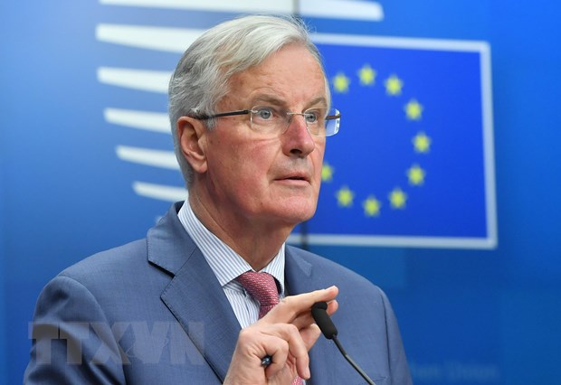 Ảnh tư liệu: Trưởng đoàn đàm phán Brexit của EU Michel Barnier phát biểu trong cuộc họp báo tại Brussels, Bỉ ngày 19/3/2019. (Nguồn: AFP/TTXVN)