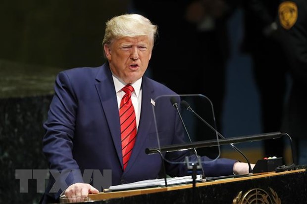 Chinh sach Nuoc My truoc tien lai lam nong dien dan Lien hop quoc hinh anh 1Tổng thống Mỹ Donald Trump phát biểu tại phiên họp của Đại hội đồng Liên hợp quốc ở New York, Mỹ, ngày 24/9/2019. (Nguồn: THX/TTXVN)